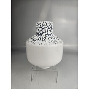 Crate & Barrel Danice White and Blue-Gray‎ Ceramic Vase